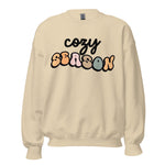 'Cozy Season' Sweatshirt in white, pink, green and tan
