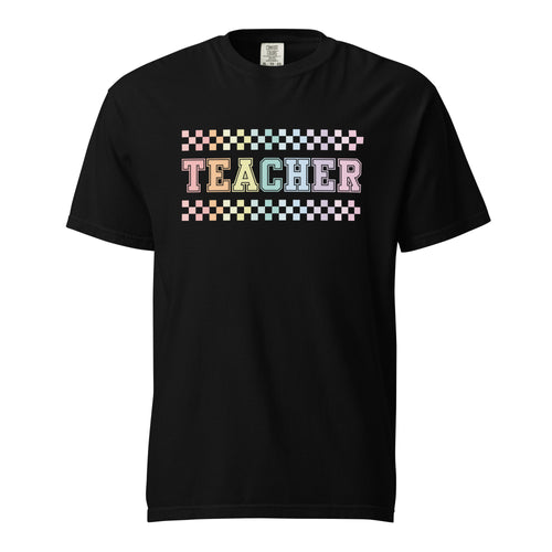Teacher t-shirt in pastel on checkerboard | 2 colors