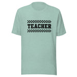 Teacher on checkerboard | 18 school colors