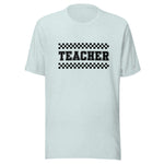 Teacher on checkerboard | 18 school colors