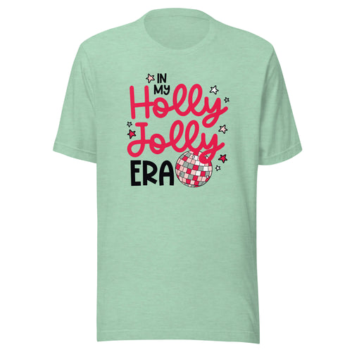 In My Holly Jolly Era | Holiday Teacher Shirt | In mint, pink and white