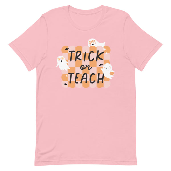 Fall Teacher T-Shirt | Trick or Teach | Teacher Halloween Shirt | pink ...