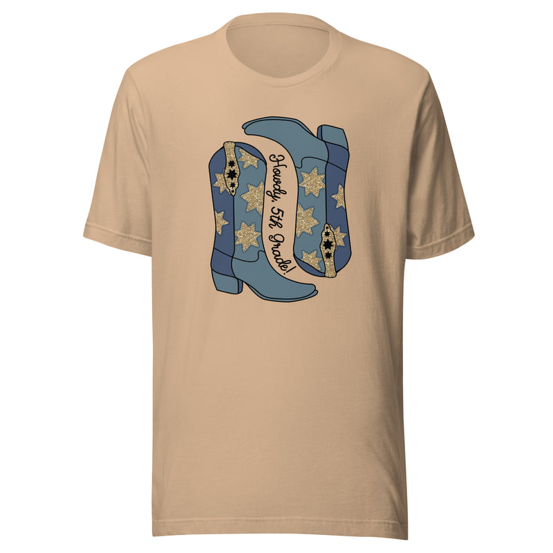 Howdy, 5th grade! level t-shirt | Sparkly Spur | 4 colors