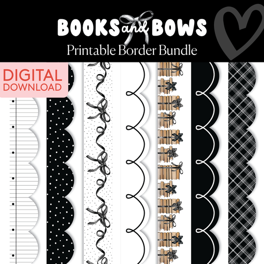 Books and Bows Printable Border Bundle