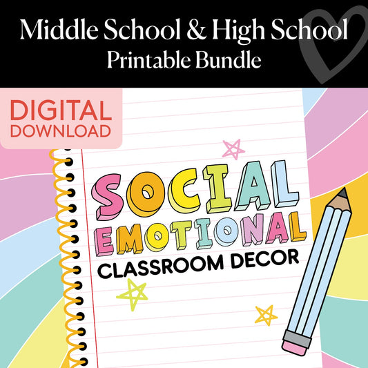 Social Emotional Classroom Decor | Middle School & High School Printable Bundle