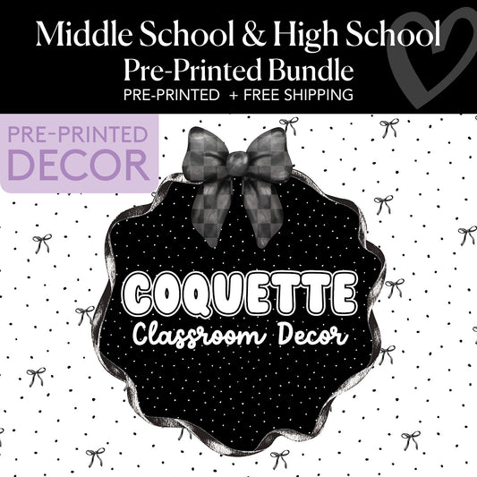 Coquette Classroom Decor | Middle School & High School Pre-Printed Bundle