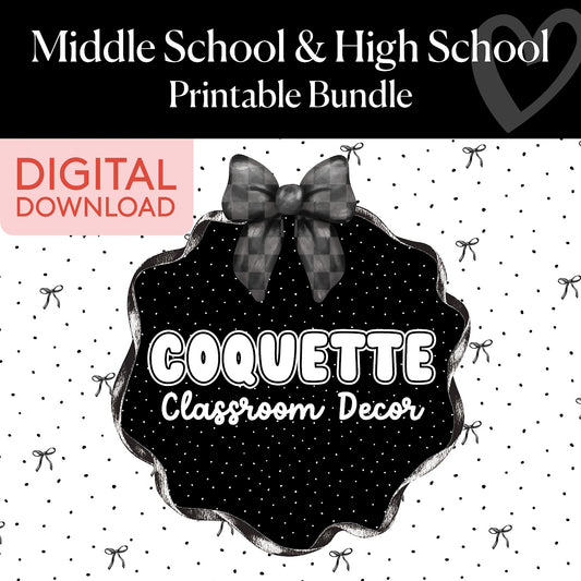 Coquette Classroom Decor | Middle School & High School Printable Bundle