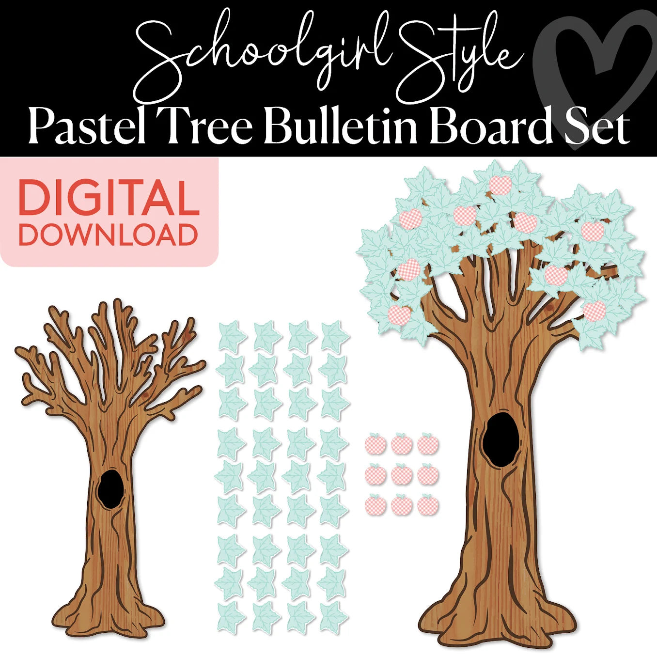 Printable Apple Tree Bulletin Board Set | A Year In Pastel