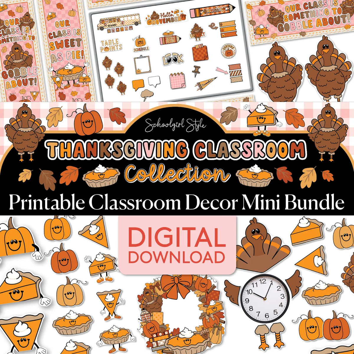 Printable Thanksgiving Classroom Decor Mini Bundle | 90s Teacher