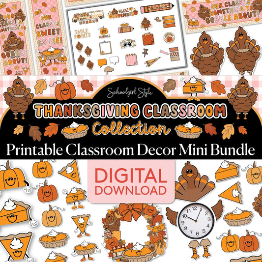 Printable Thanksgiving Classroom Decor Mini Bundle | 90s Teacher