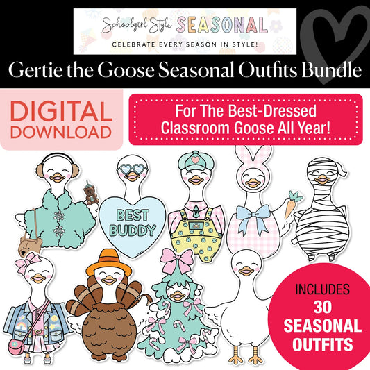Printable Gertie the Goose Seasonal Outfits Bundle