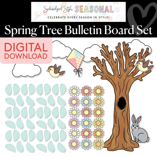 Printable Pastel Spring Tree Bulletin Board Set