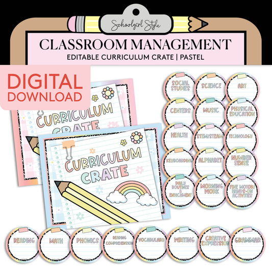 Printable Editable Pastel Curriculum Crate