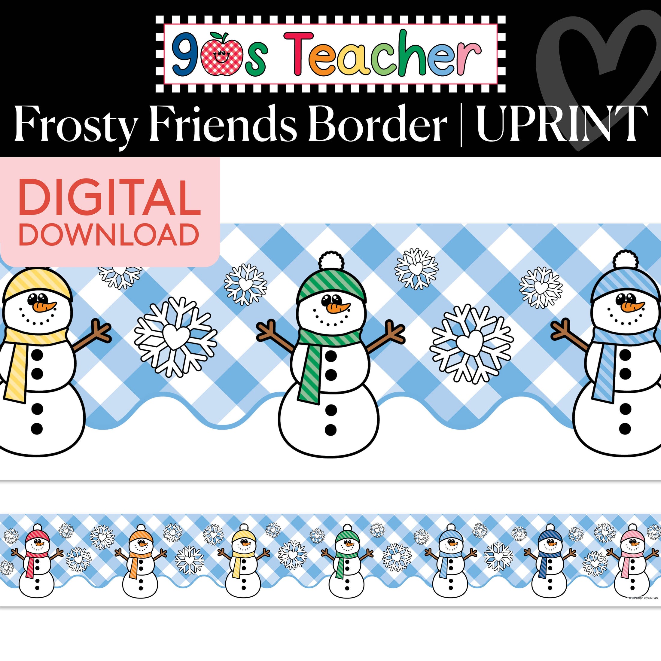 Printable Retro Frosty Friends Border | 90s Teacher