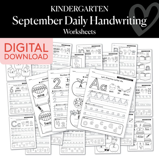 Kindergarten September Daily Handwriting Worksheets