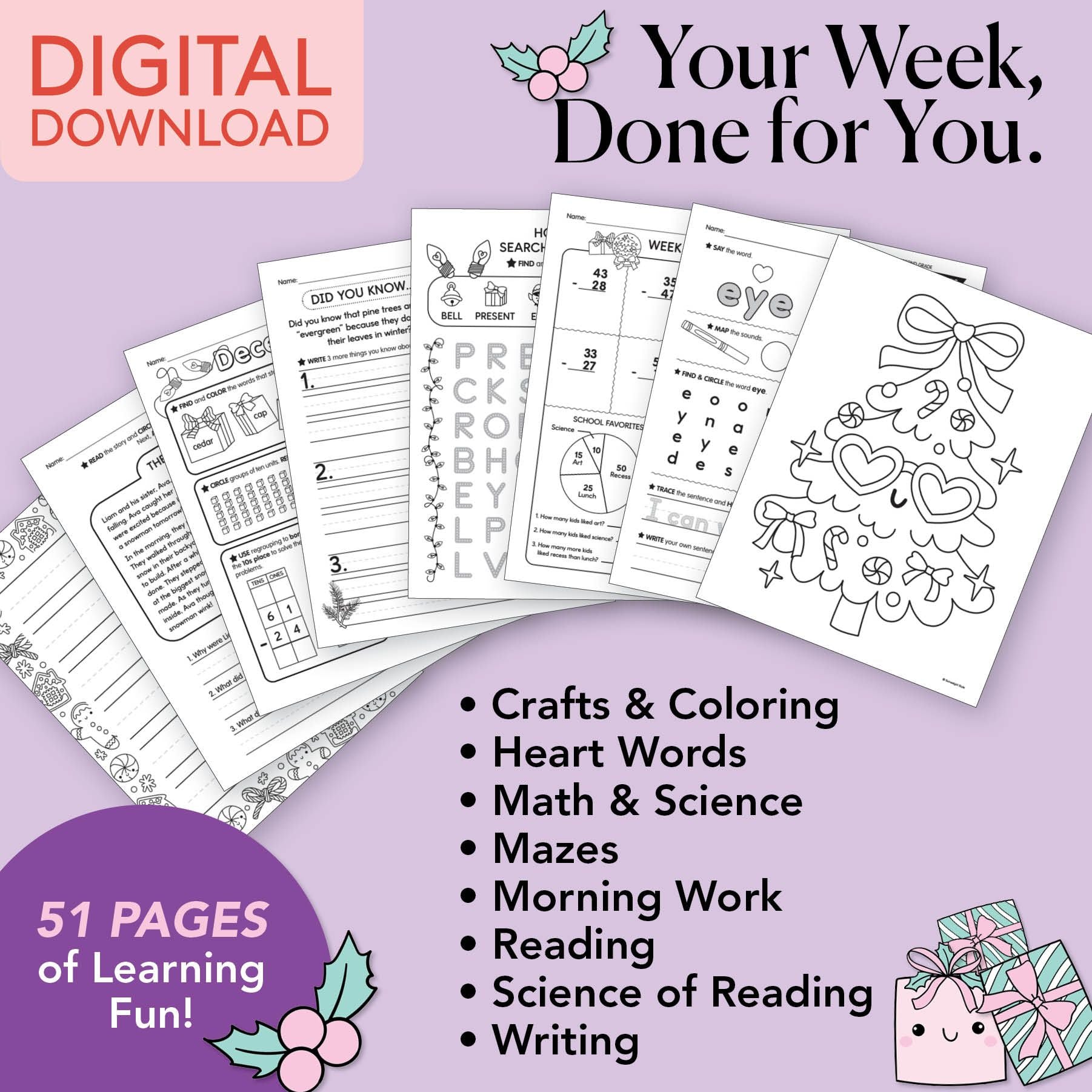 Printable Second Grade December Week 3 Resources