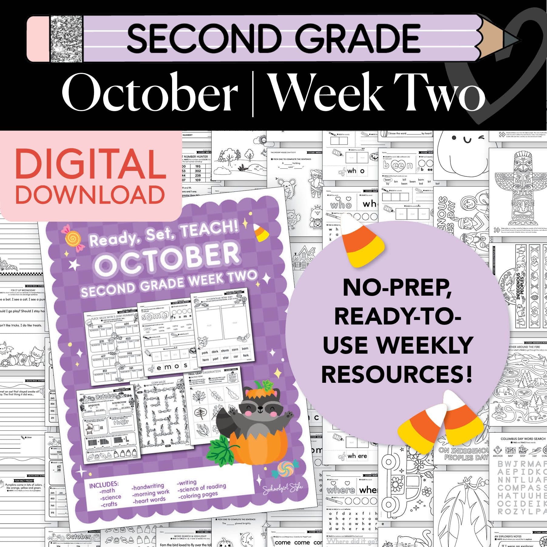 Printable Second Grade October Week 2 Resources