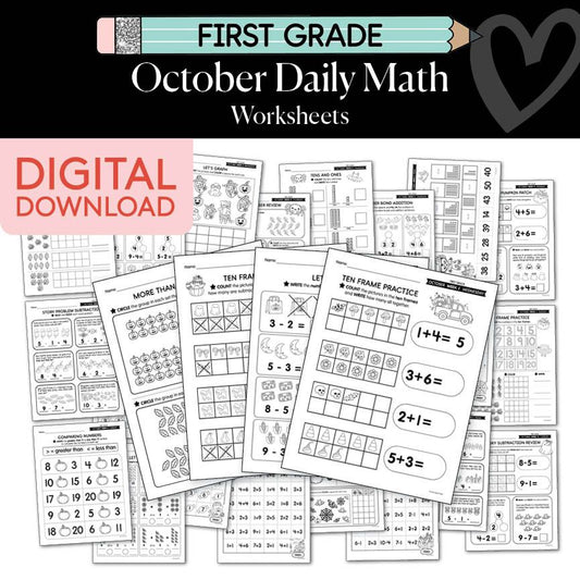 Printable First Grade October Daily Math Worksheets