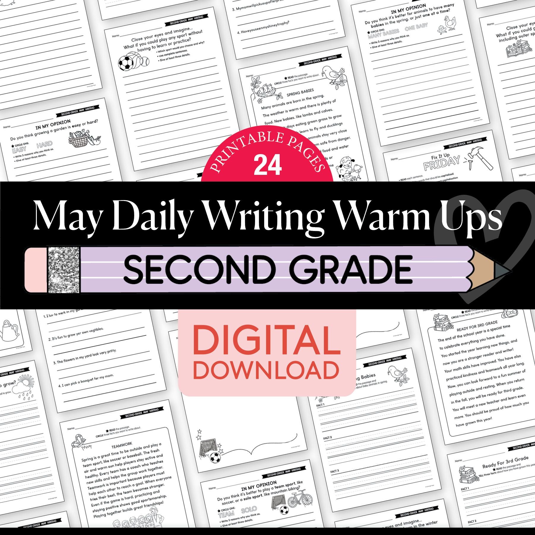 Printable Second Grade May Daily Writing Warm Ups