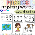 CVC Short A Mystery Words | Literacy Center | Self-Checking | Science of Reading