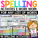 Spelling Practice Activities Any List of Words Word Work Choice Boards EDITABLE