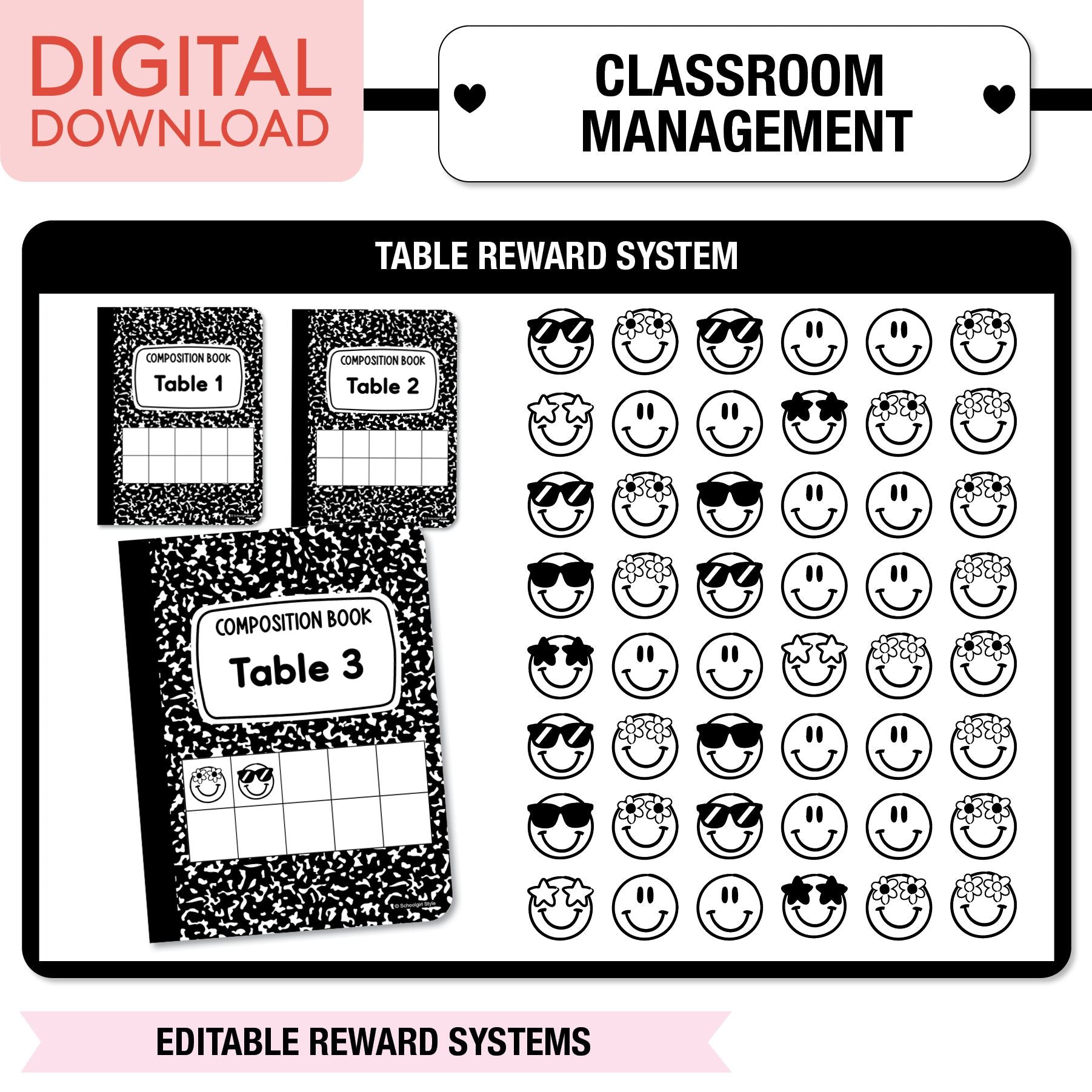 Printable Ultimate Black and White Classroom Management and Organization Bundle