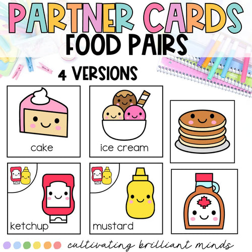 Partner Food Pair Up Set Cards | Back to School | Partner Cards