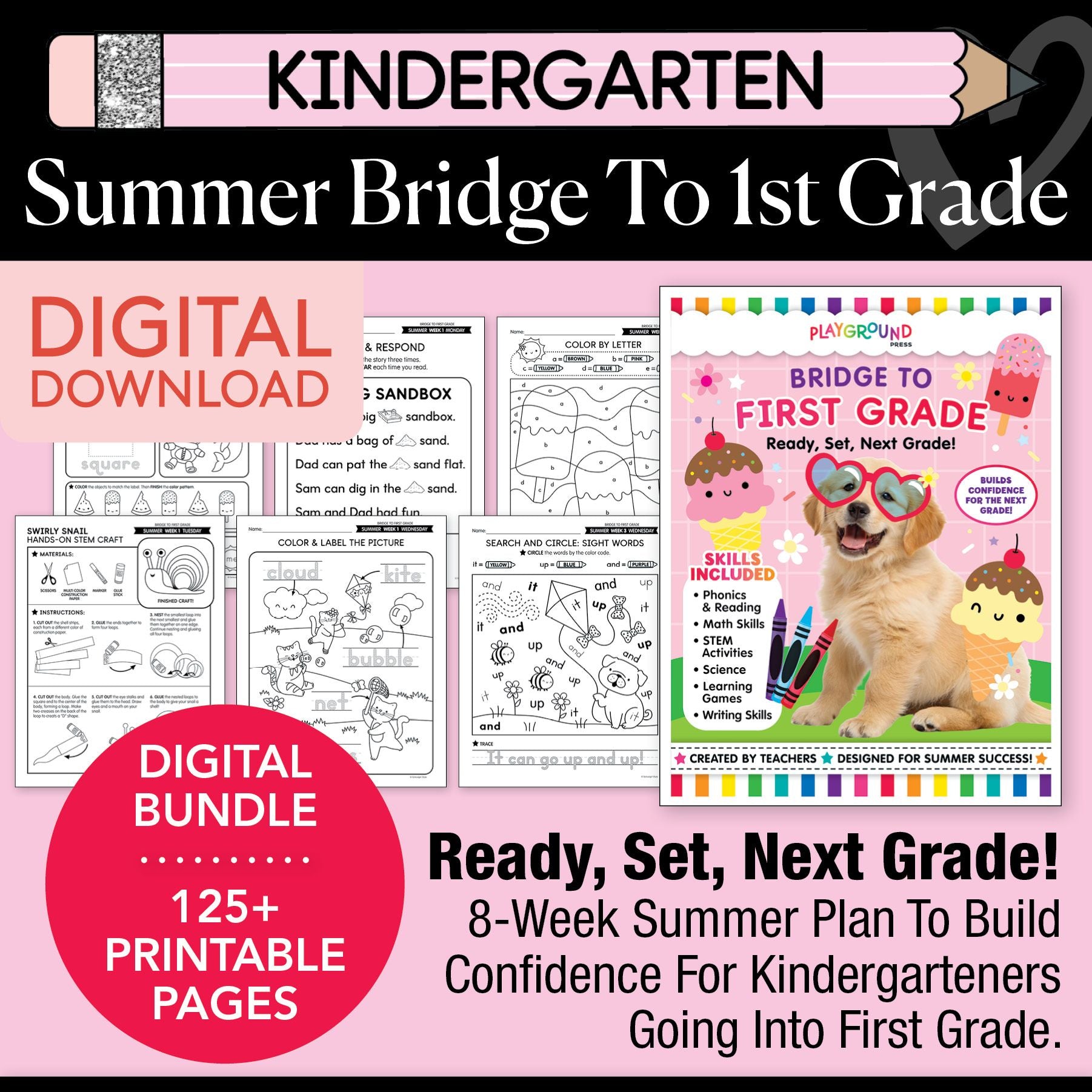 Printable Bridge To First Grade Digital Summer Workbook