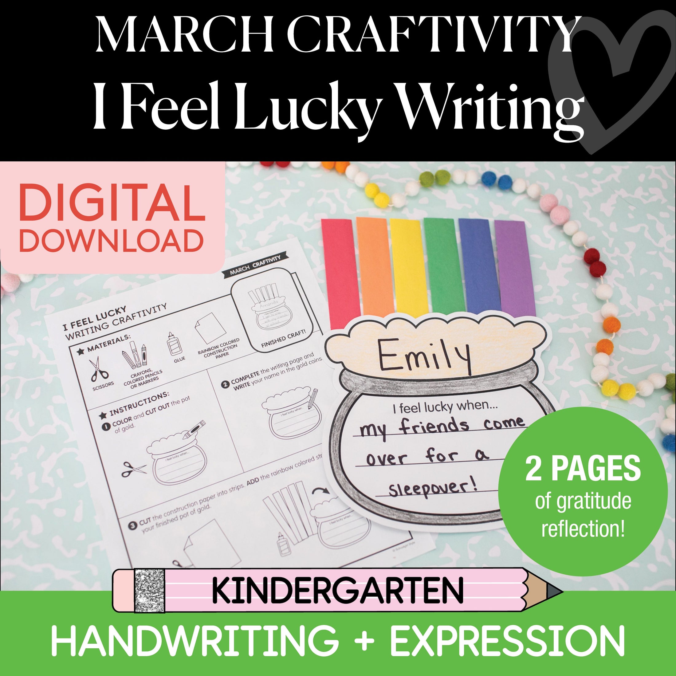Printable March I Feel Lucky Writing Craftivity