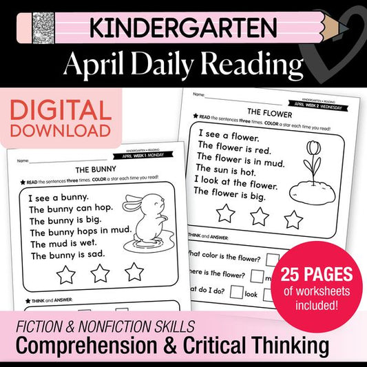 Printable Kindergarten April Daily Reading