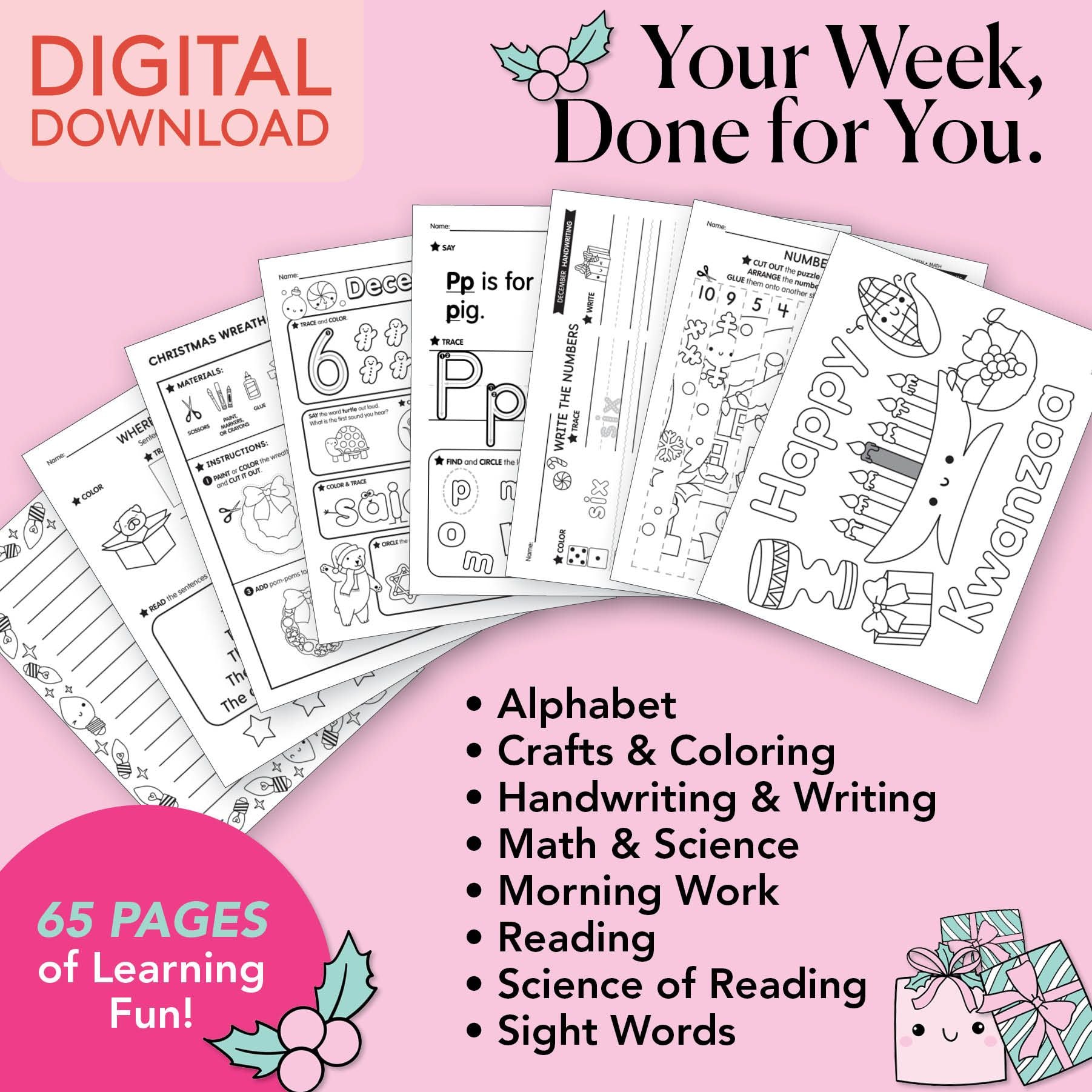 Printable Kindergarten December Week 4 Resources