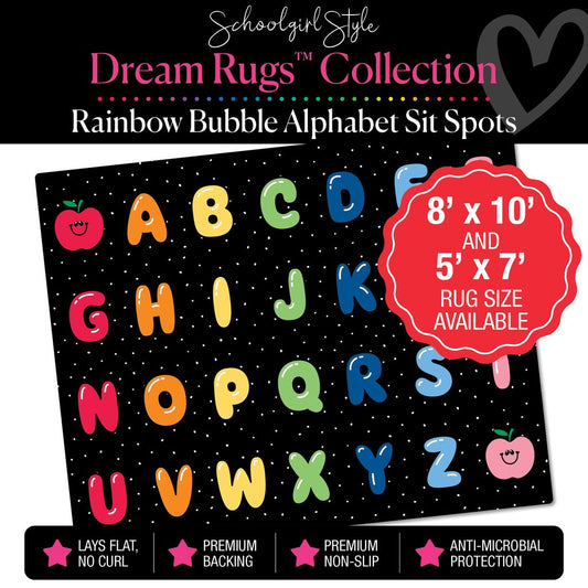 Rainbow Bubble Alphabet Sit Spot Classroom Rug by Schoolgirl Style