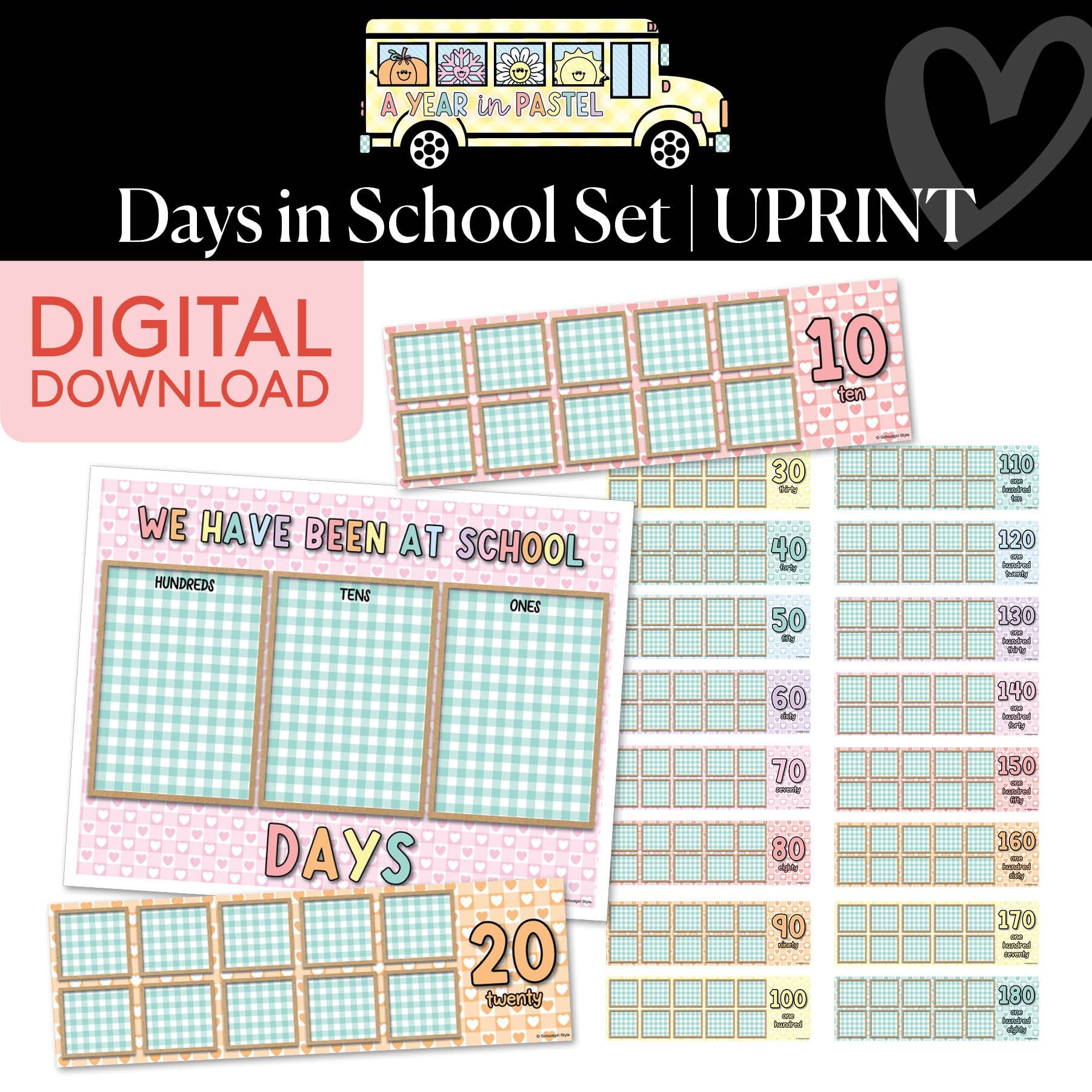 Printable Days in School Set | A Year In Pastel