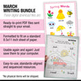 Load image into Gallery viewer, Printable Kindergarten March Writing Bundle
