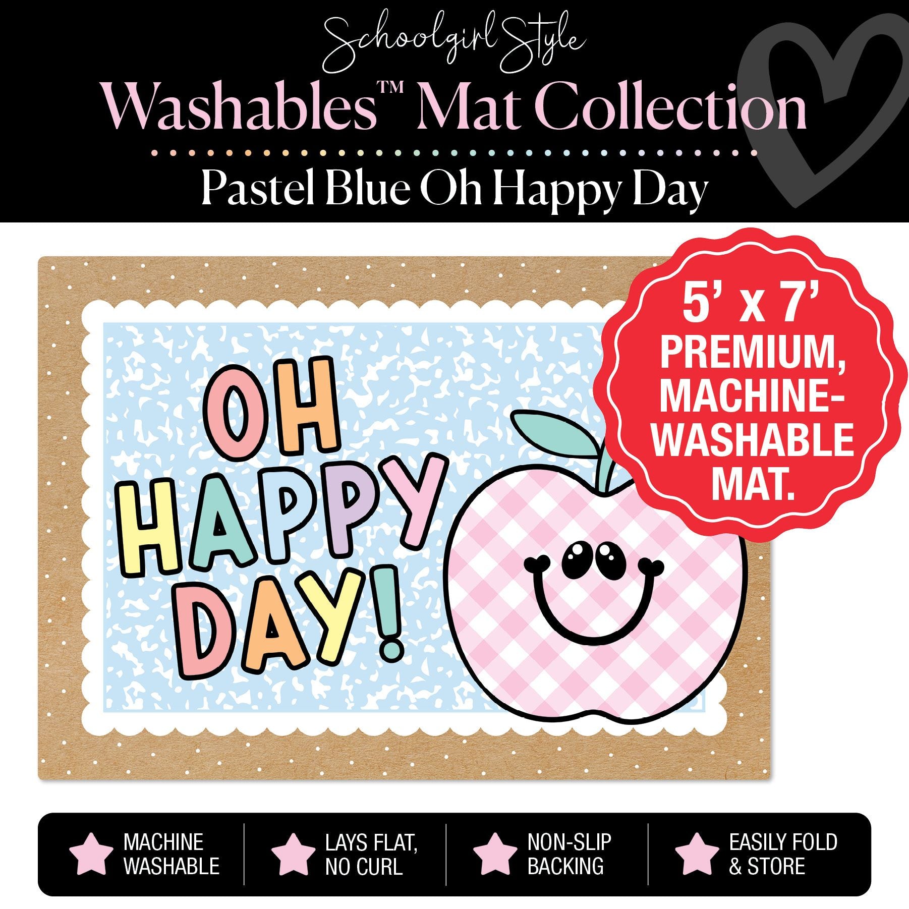 Pastel Blue Oh Happy Day Apple Classroom Mat by Schoolgirl Style