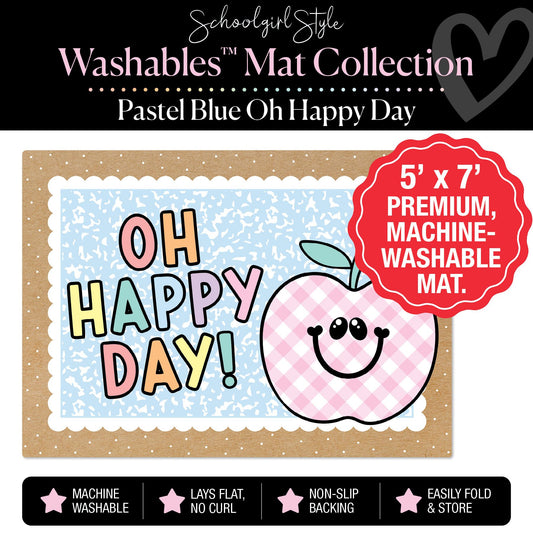 Pastel Blue Oh Happy Day Apple Classroom Mat by Schoolgirl Style