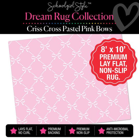 Vertical Bows on Pink Classroom Rug by Schoolgirl Style