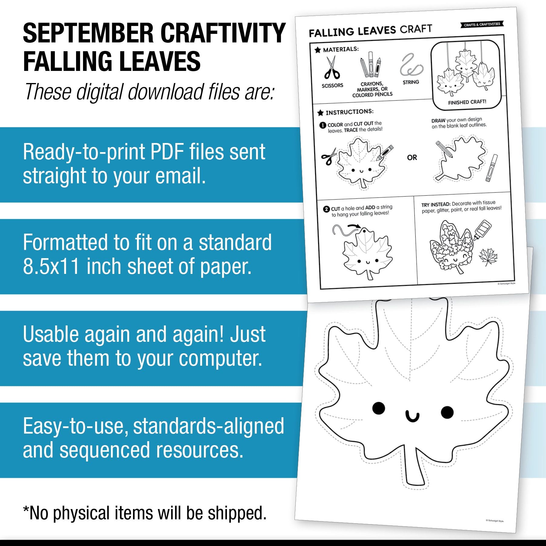 Printable September Falling Leaves Craft