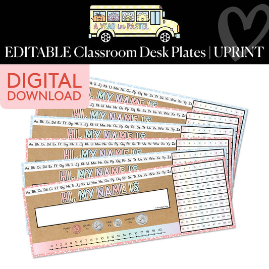 Printable Editable Classroom Desk Plates | A Year In Pastel