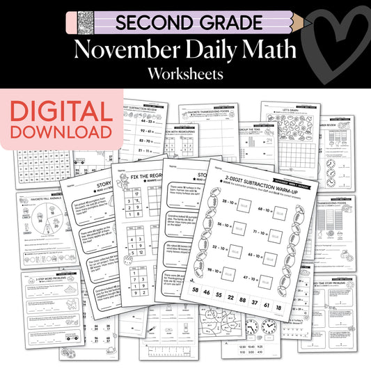 Printable Second Grade November Daily Math