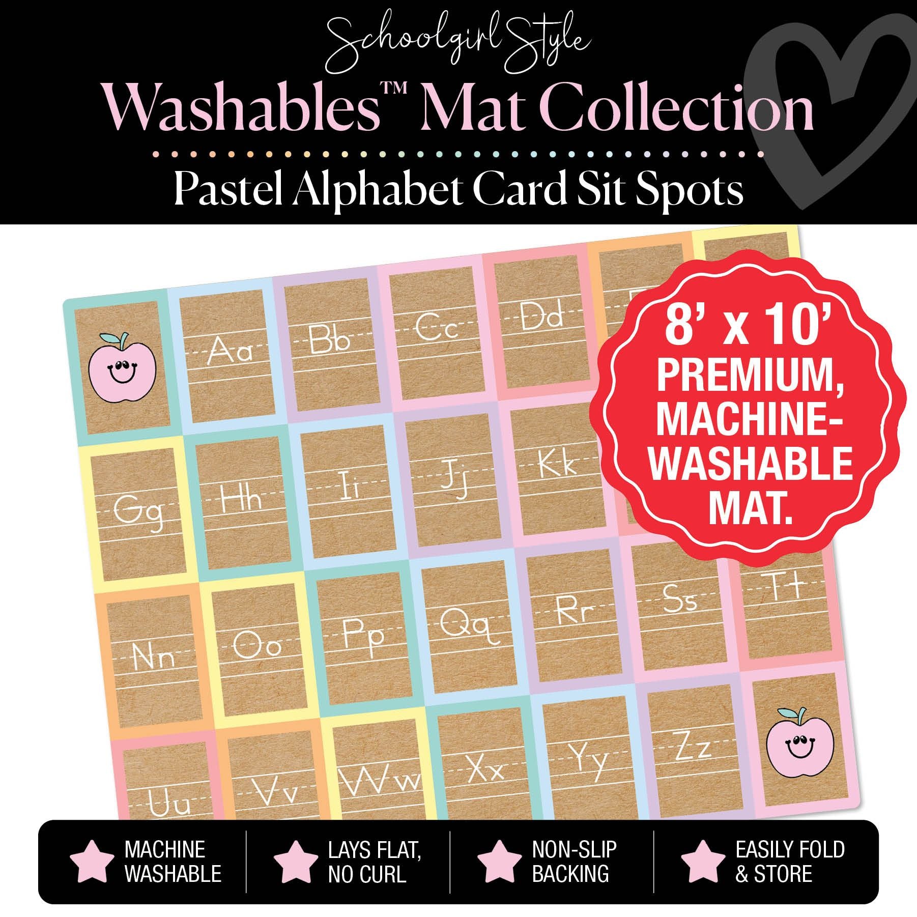 Pastel Alphabet Card Sit Spots Classroom Mat by Schoolgirl Style