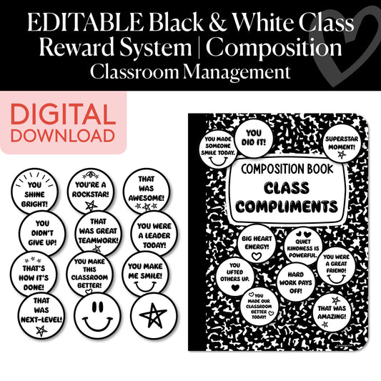 Printable Black and White Class Reward System | Composition