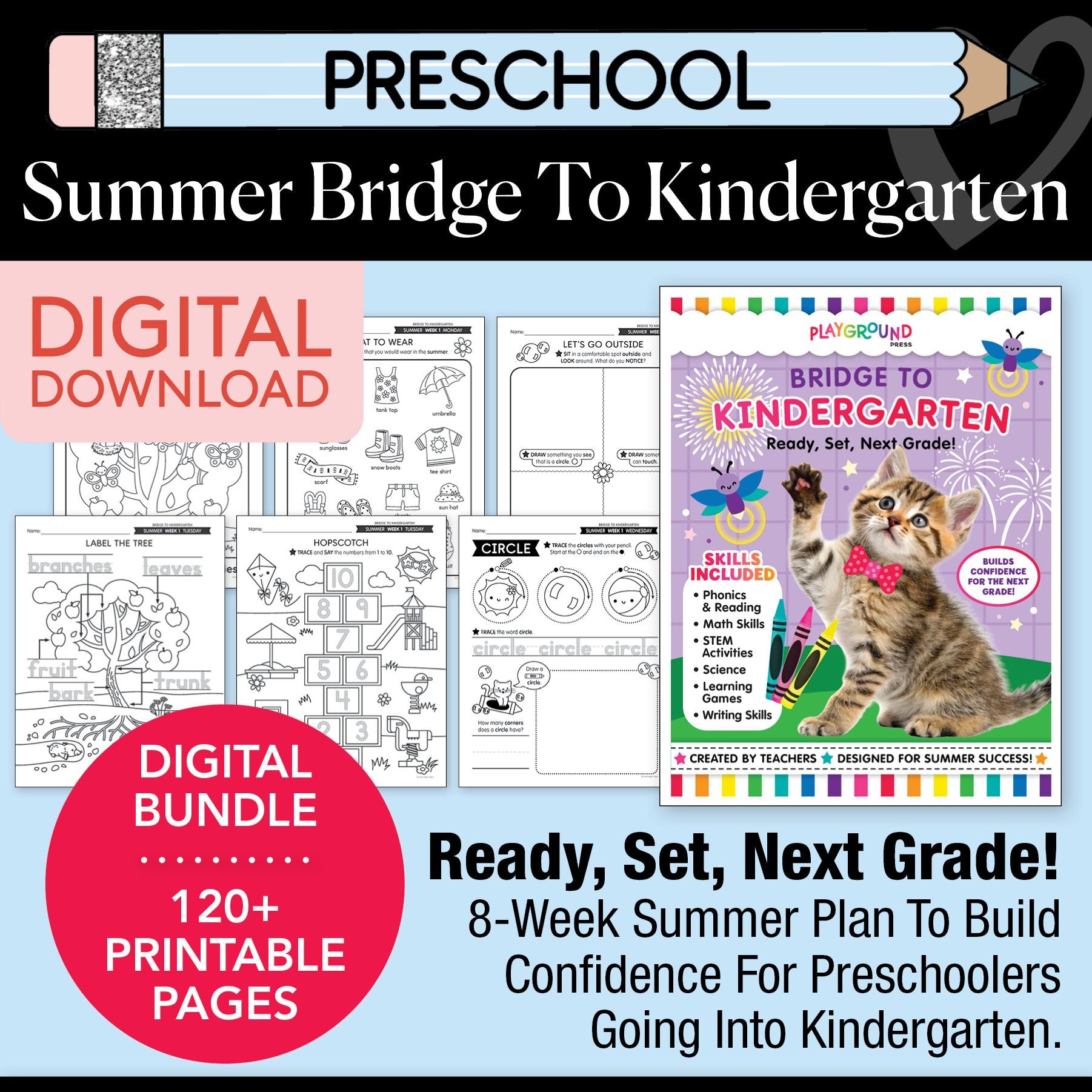 Printable Bridge To Kindergarten Digital Summer Workbook