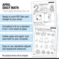 Load image into Gallery viewer, Printable Preschool April Daily Math
