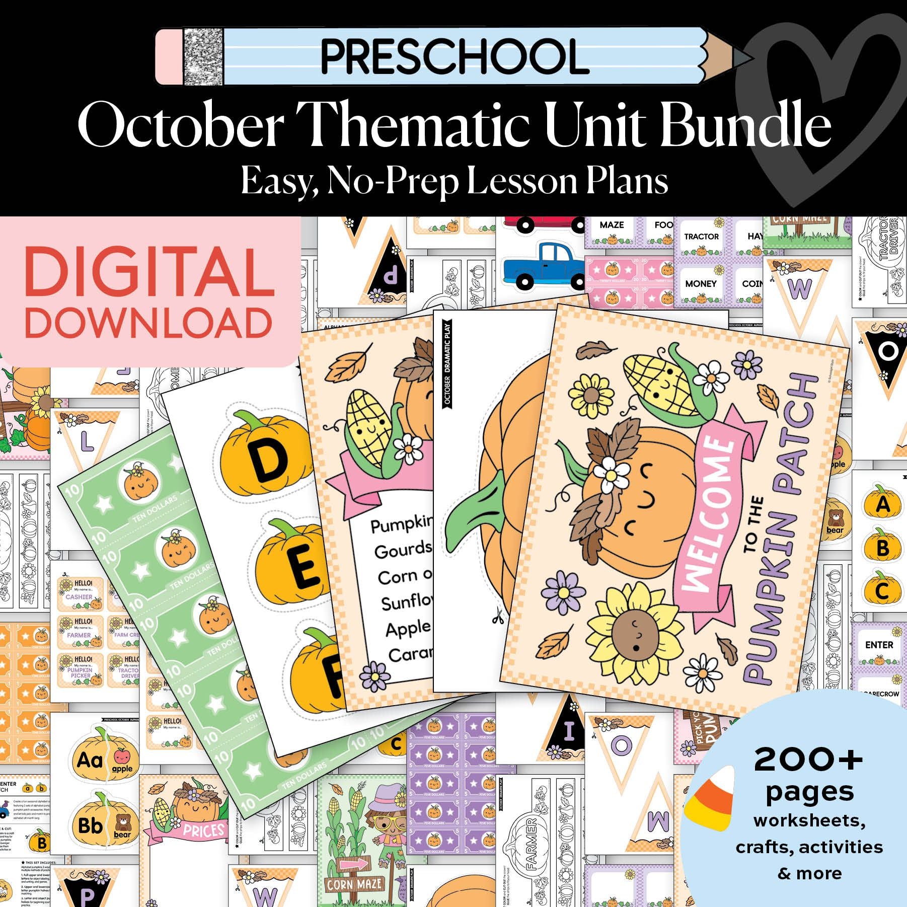 Printable Preschool October Thematic Unit Bundle