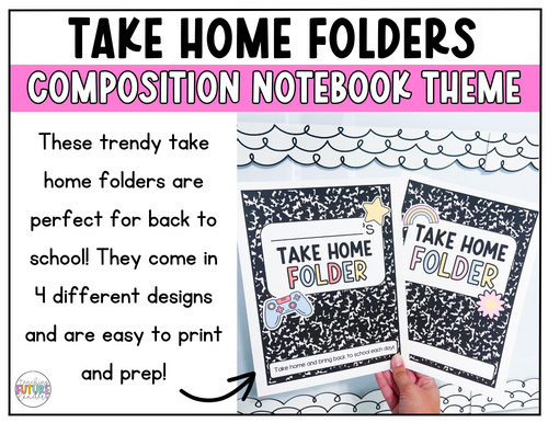 Editable Take Home Folders | Composition Notebook Theme