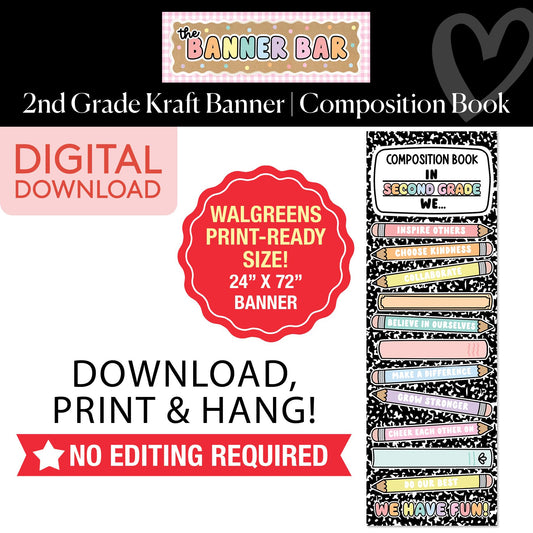 Second Grade Pencil Composition Notebook Walgreens Ready Kraft Style Vertical Banner