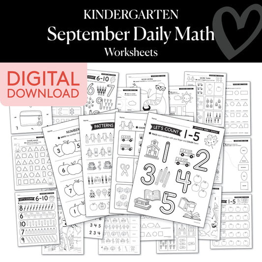 Kindergarten September Daily Math Worksheets