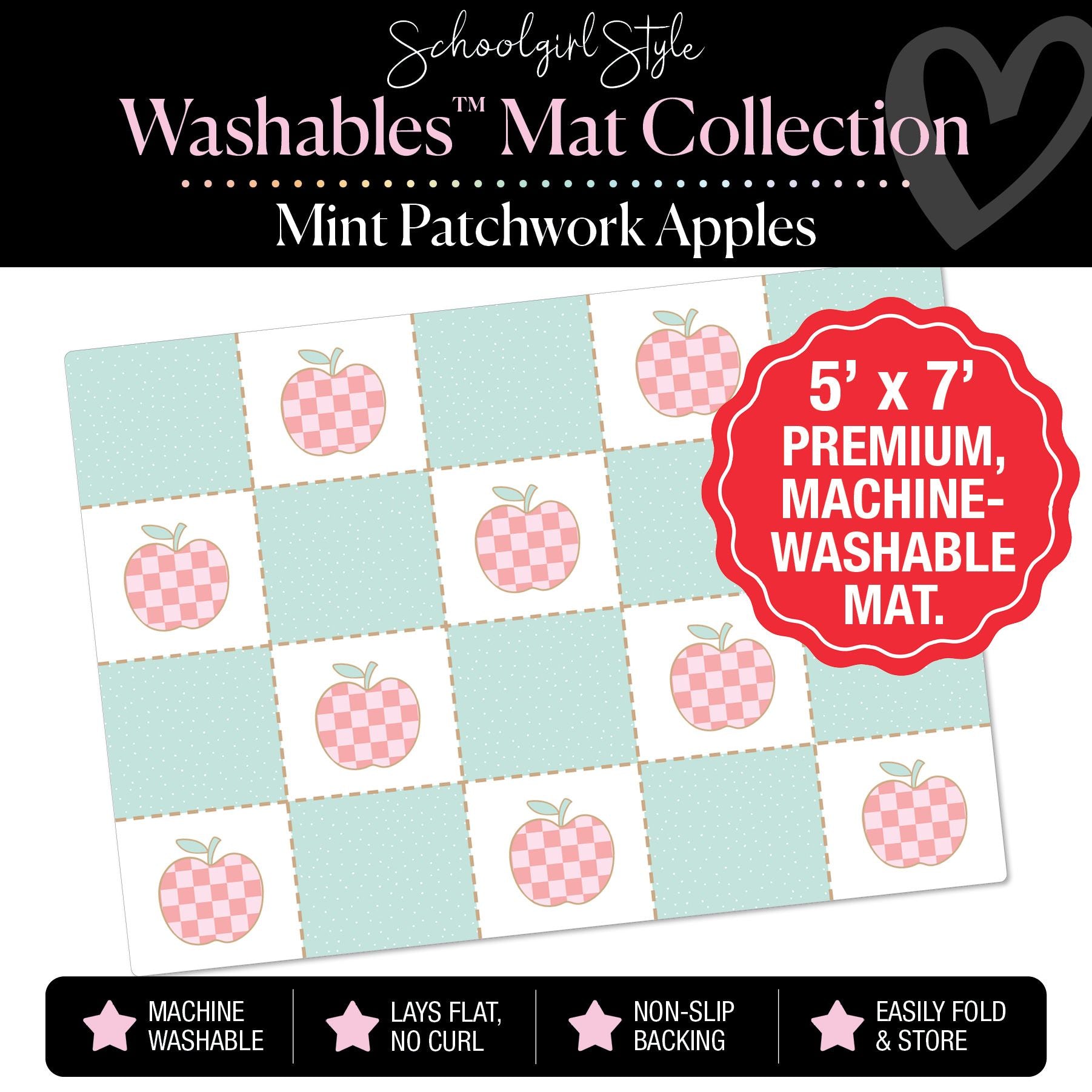Mint Patchwork Apples Classroom Mat by Schoolgirl Style