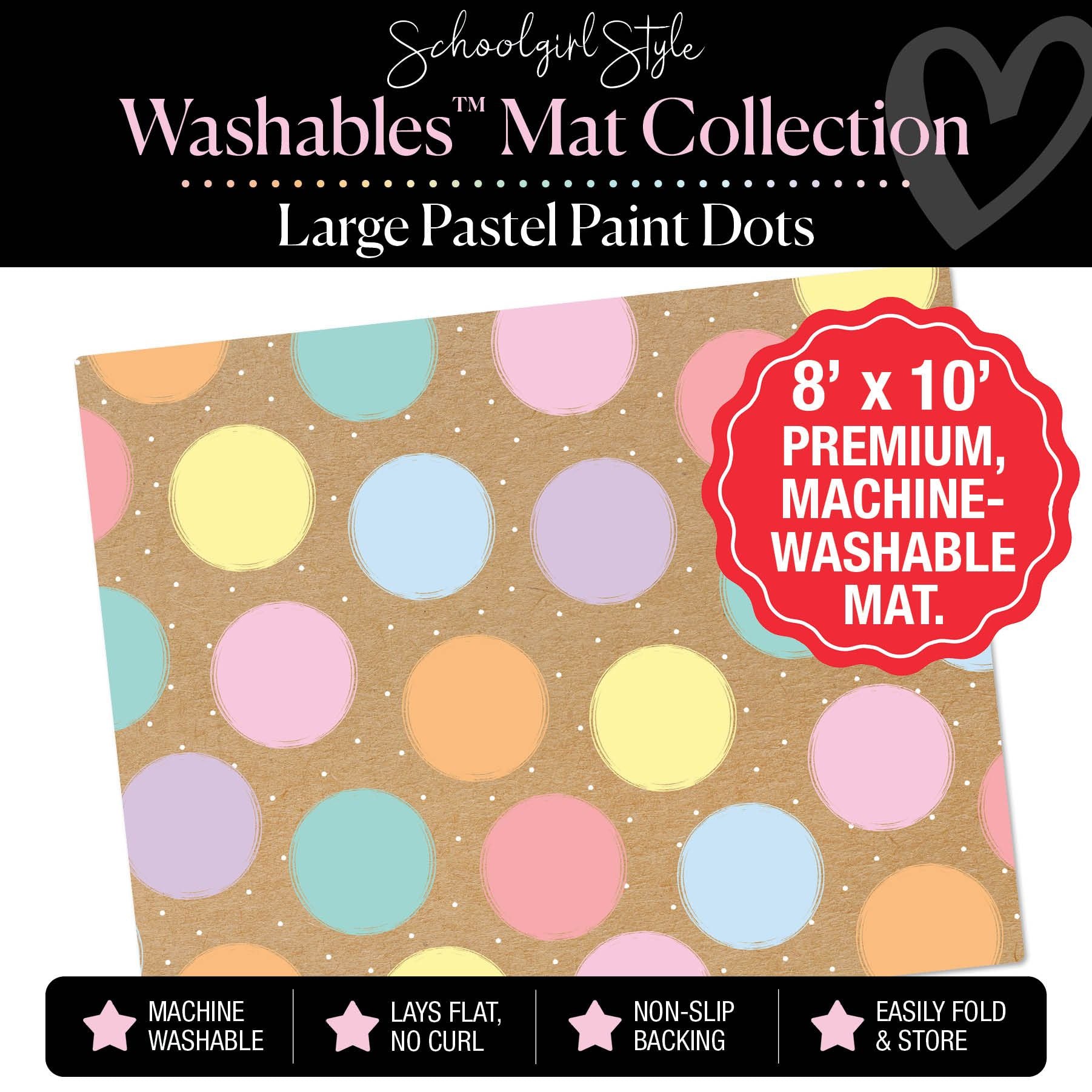 Large Pastel Paint Dots Classroom Mat by Schoolgirl Style